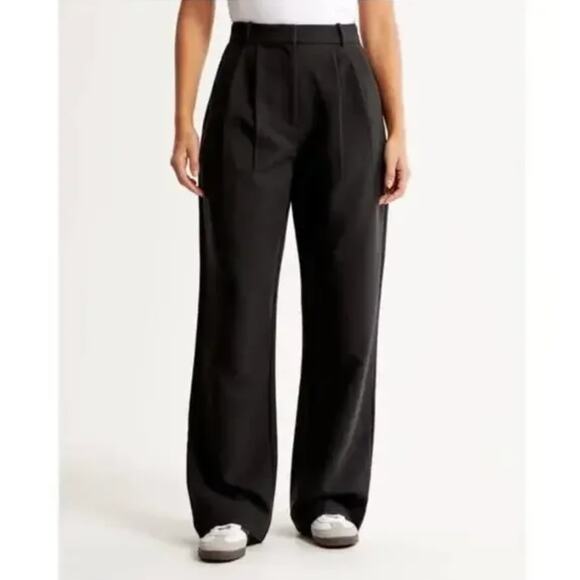 ABERCROMBIE & FITCH Sloane Tailored Wide Leg Pant Black Sz 31/12 {X52} - Picture 2 of 7